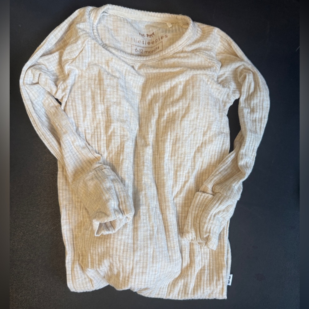 Little Sleepies ribbed heather oat crescent zippy 6-12 month
